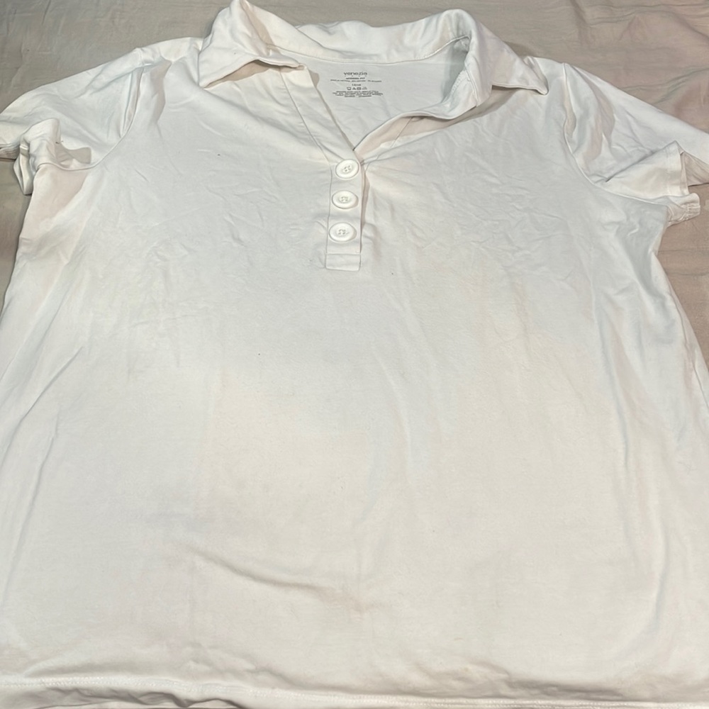 VENEZIA women’s white polo shirt, size 14/16